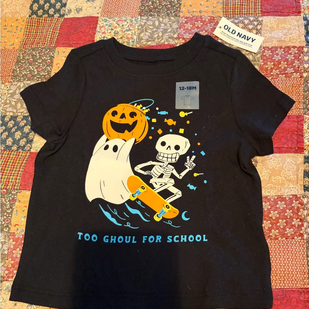 Old Navy Black Kids Tee with Halloween Design